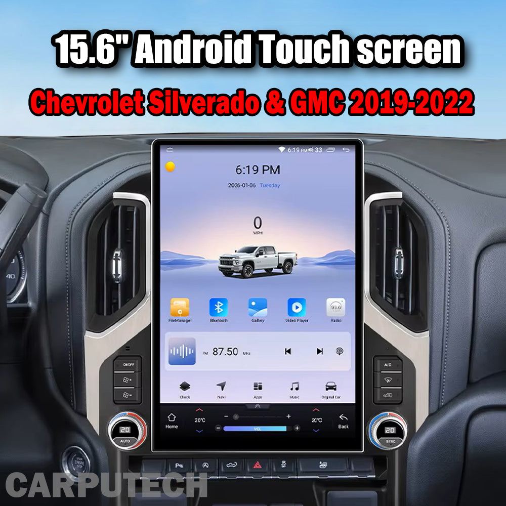 15.6'' For Chevrolet Silverado & GMC 2019-2022 Android Screen Infotainment Navigation System Car Multimedia Touch Screen Head Unit Car Radio GPS Tesla Style Screen