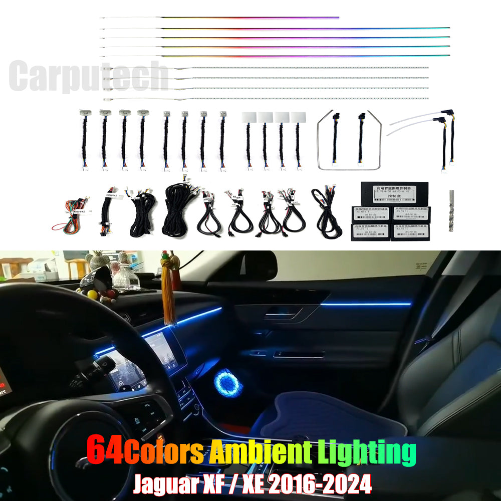 For Jaguar XF / XE 2016-2024 Symphony Car Interior Ambient Lighting 64 Color Trim Decoration Accessories