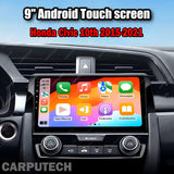 For Honda Civic 10th 2015-2021 Infotainment Navigation System Car Multimedia Touch Screen Head Unit Android14 Car Radio GPS