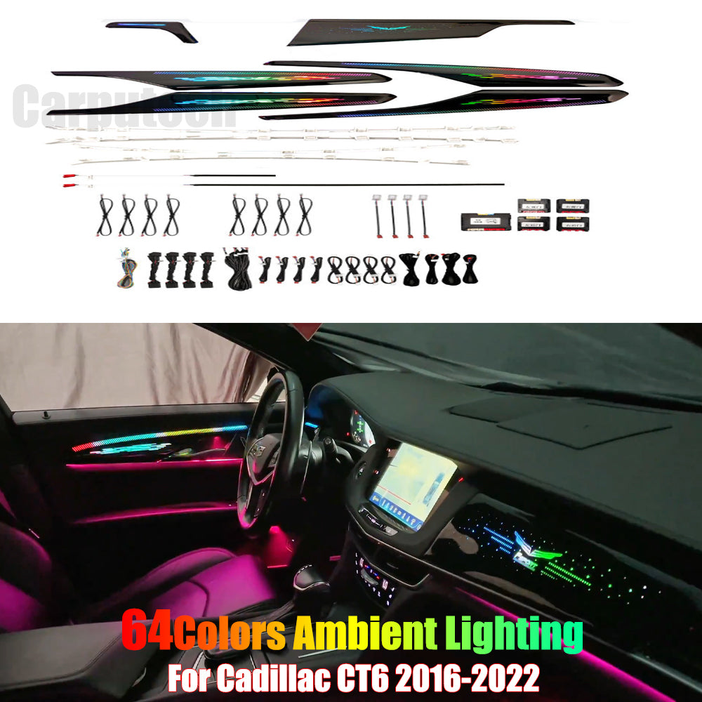 For Cadillac CT6 2016-2022 Symphony Car Interior Ambient Lighting 64 Color Trim Decoration Accessories