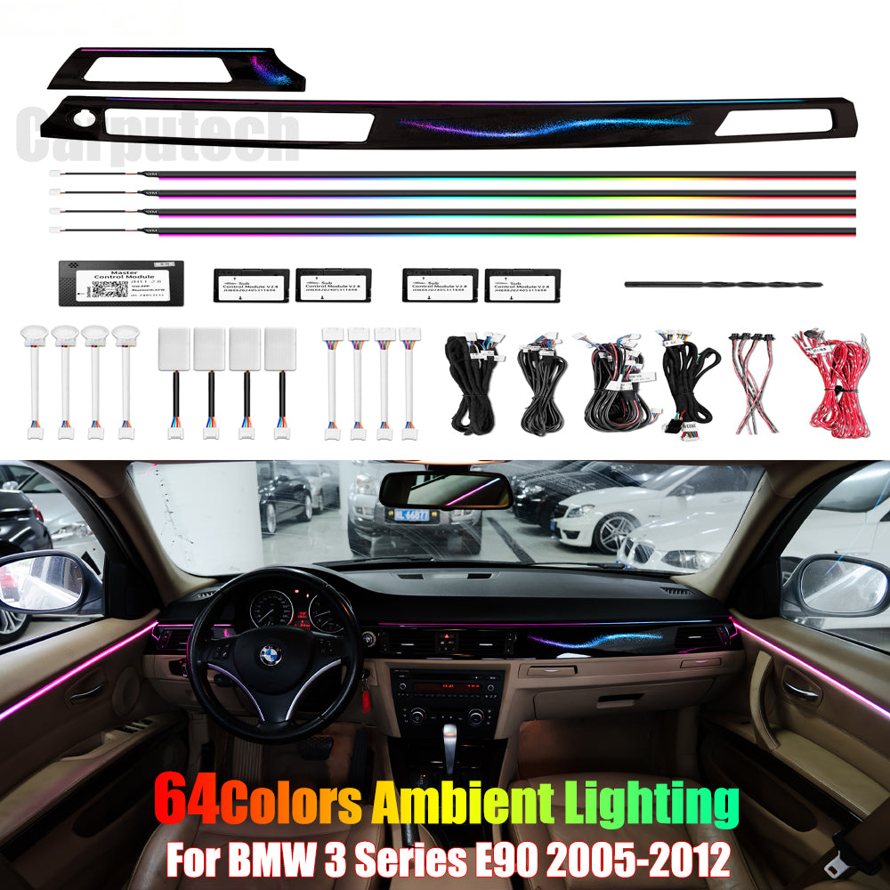 For BMW 3 Series E90 2005-2012 Dynamic Symphony Car Interior Ambient Lighting 64 Color Trim Decoration Accessories