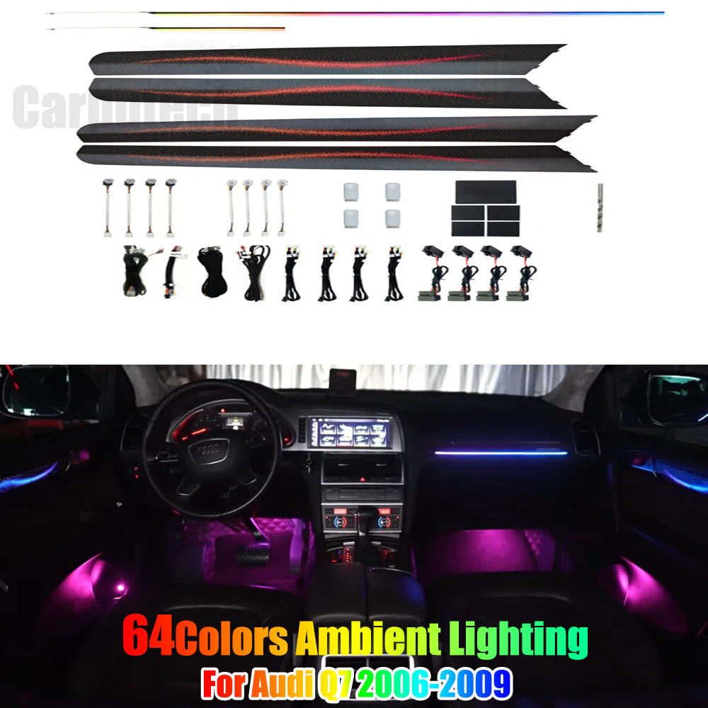 For Audi Q7 2006-2009 64 Color Symphony Car Interior Ambient Lighting Trim Decoration Accessories