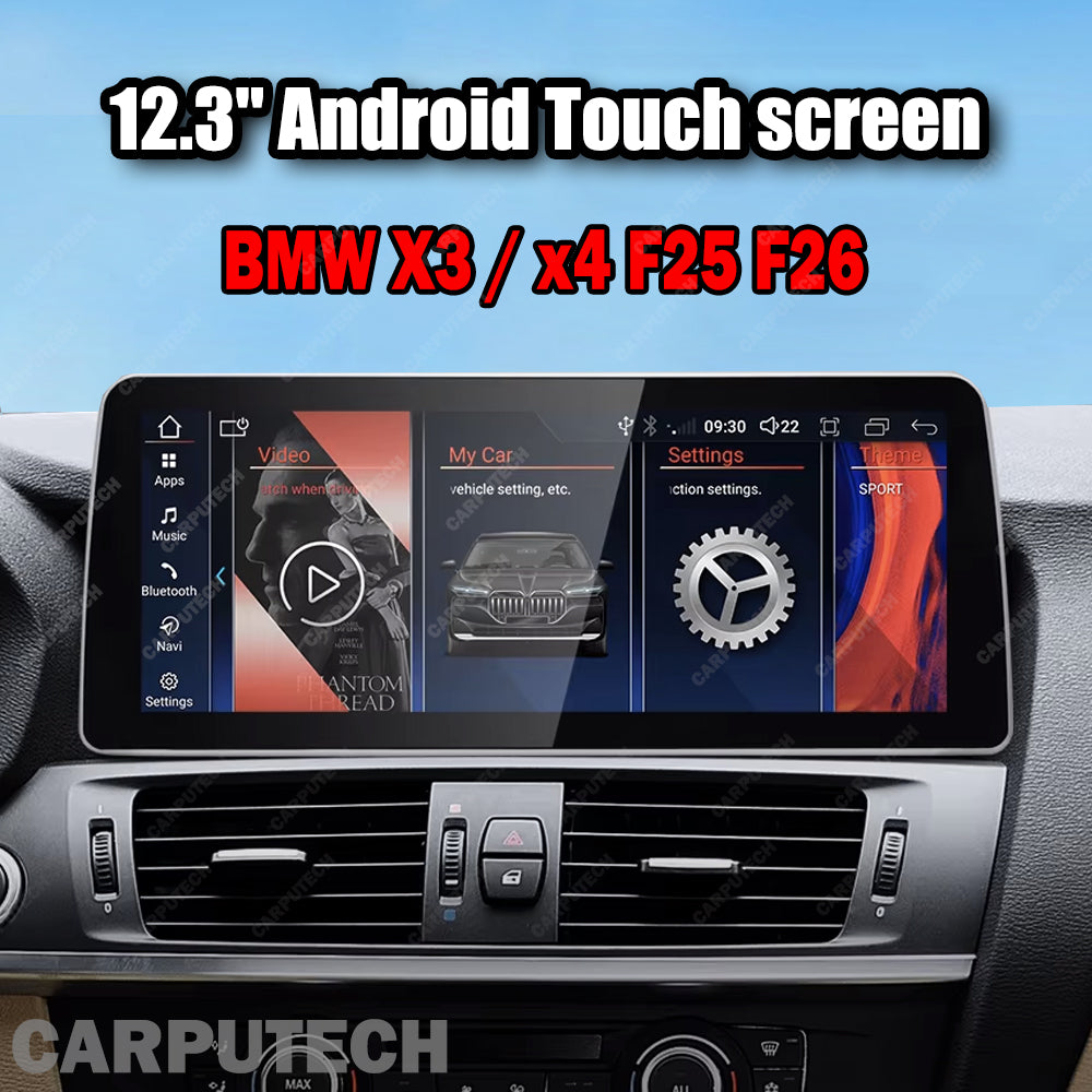 12.3 inch For BMW X3 F25 X4 F26 Infotainment Navigation System Car Multimedia Touch Screen Head Unit Android14 Car Radio GPS
