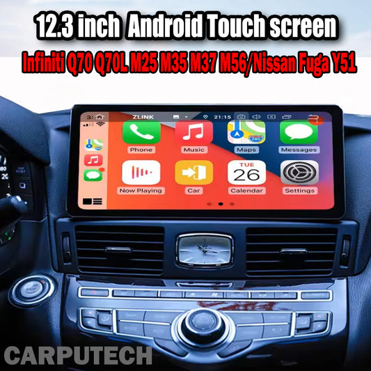 12.3 "Android 14 Infiniti Q70 M25 M35 M37 M56 Nissan Fuga Y51 2009-2019 Navigation Screen Car Radio Multimedia Player