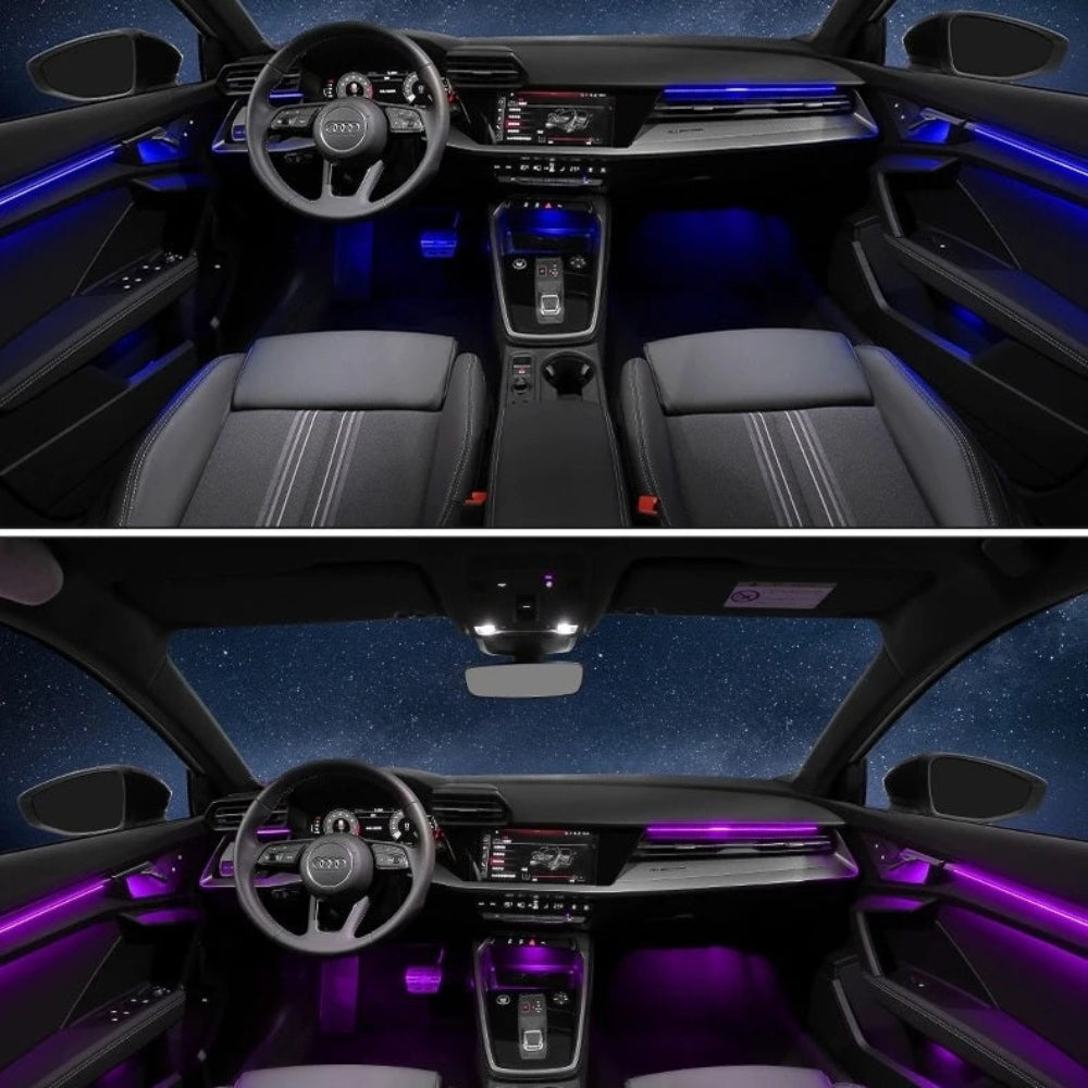 Upgrade Symphony 256 colors Led Car Interior Ambient Light Decoration for Audi A3 2021-2024 Carbon Fiber Pattern Trim Accessories