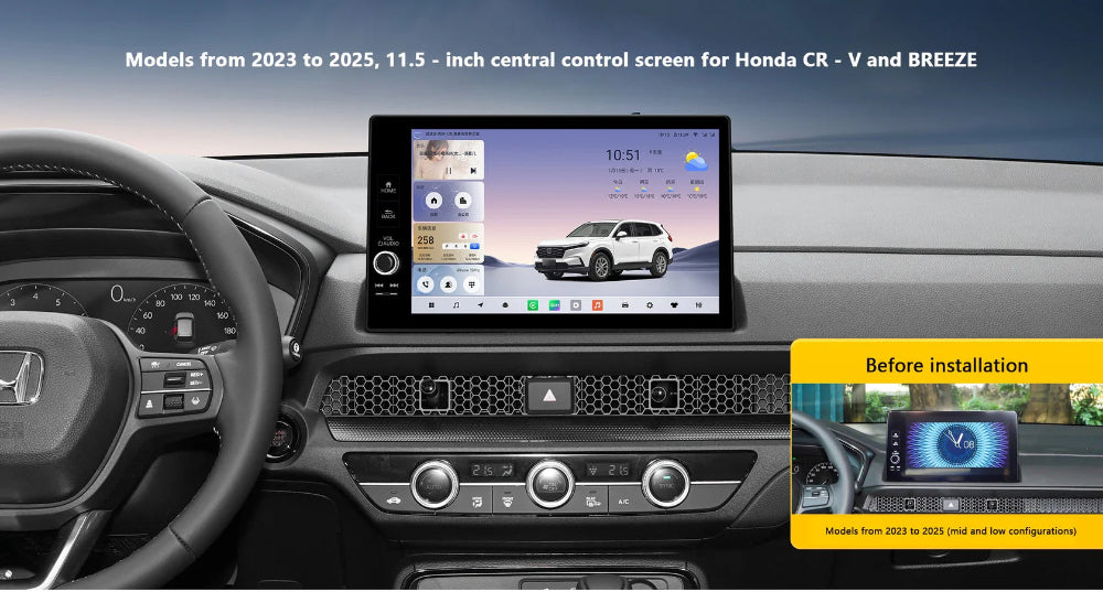 11.5'' For HONDA CRV /BREEZE 2023 to present Android Screen Infotainment Navigation System Car Multimedia Touch Screen Head Unit Car Radio GPS