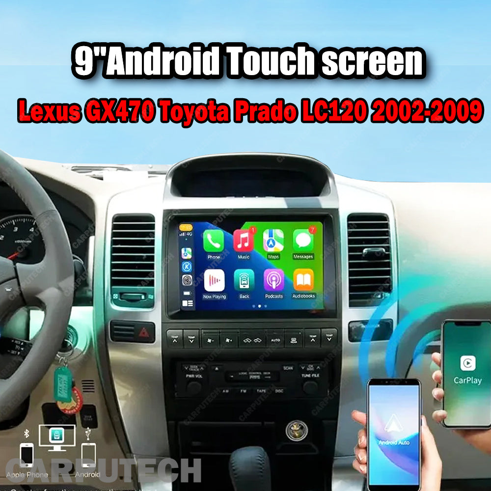 9 inch For Lexus GX470 Toyota Prado LC120 2002-2009 Car Radio Multimedia Player Wireless CarPlay Android Auto Upgrade Android Touch Screen