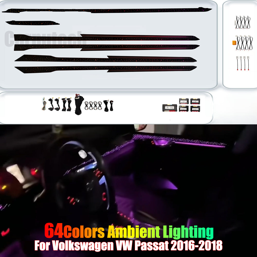 For Volkswagen VW Passat 2016-2018 Symphony Car Interior Ambient Lighting 64 Color Trim Decoration Accessories