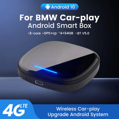 BMW 2024 Nouveau Carplay AI Box Android 10.0 Système 8Core 4G 64G Plug And Play 4G Lte Mini TV Aibox adapté pour BMW ID6/7/8 YouTube Netflix 