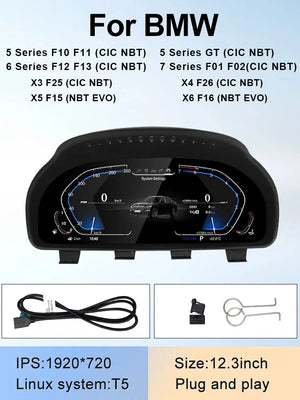 2024 New Lcd Digital Dashboard Cluster Digital Speedometer For BMW 1/2/3/4/5/6/7 Seires X1/X2/X3/X4/X5/X6 Series Carputech