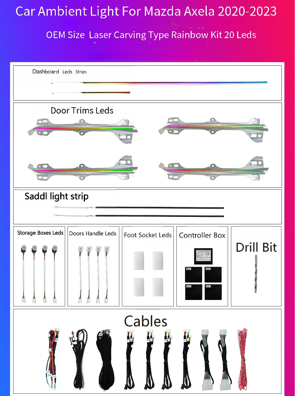 Upgrade 64 Colors Symphony Led Car Interior Ambient Lighting for