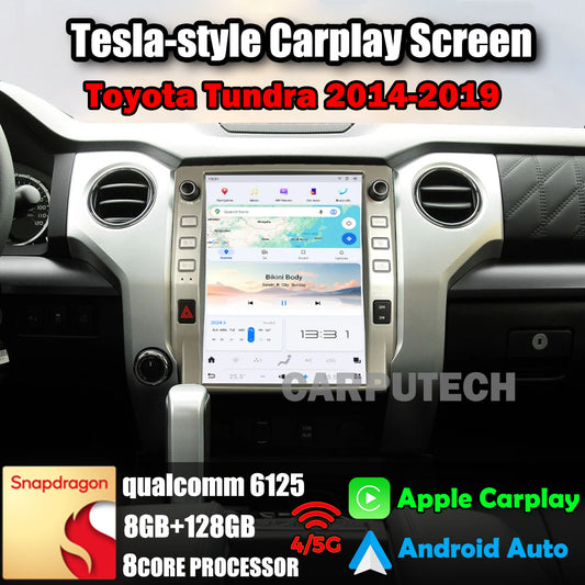 Autoradio 12,1" Qualcomm pour Toyota Tundra 2014-2019, stéréo, Carplay, mise à niveau, écran de style Tesla, Android Auto, navigation GPS, lecteur multimédia