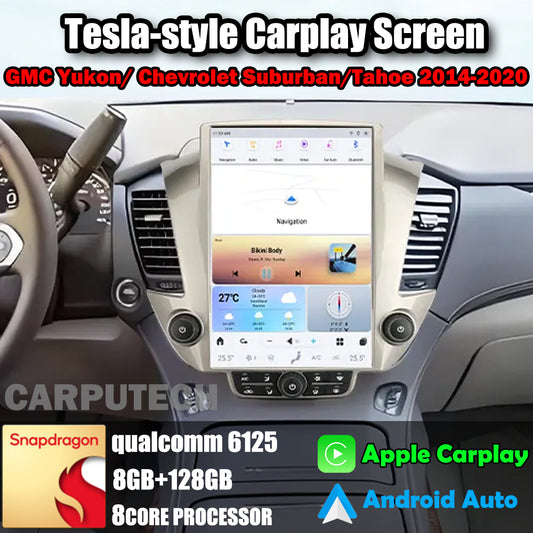 14.4" Qualcomm For GMC Yukon/ Chevrolet Suburban/Tahoe 2014-2020 Car Radio Stereo Carplay Upgrade Tesla Style Screen Android Auto GPS Navigation Multimedia Player