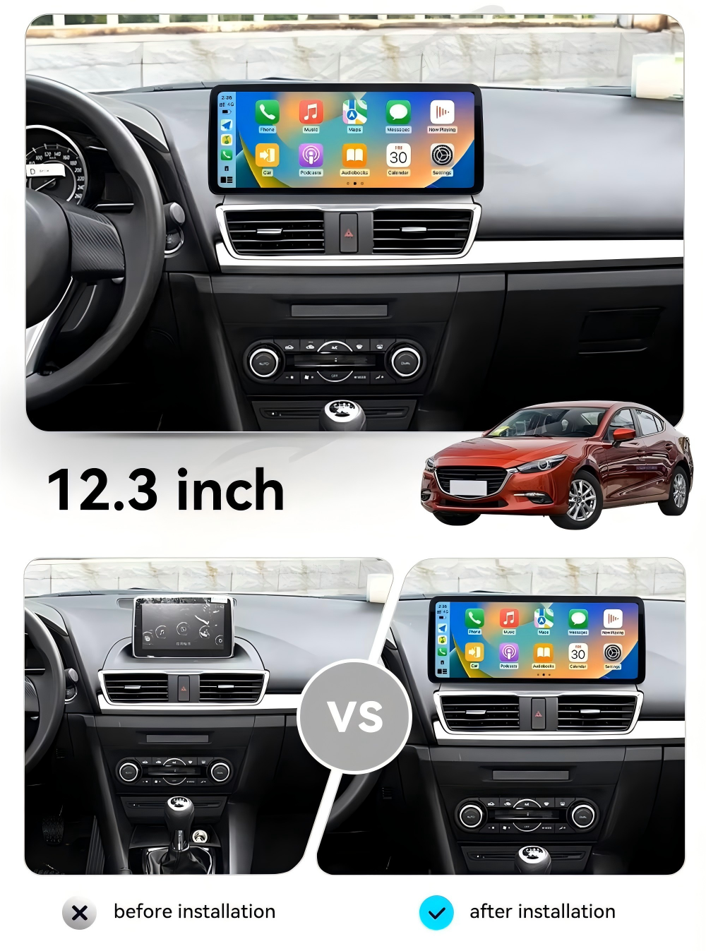 12.3'' For Mazda 3 / Axela 2008-2012 Infotainment Navigation System Car Multimedia Touch Screen Head Unit Android14 Car Radio GPS