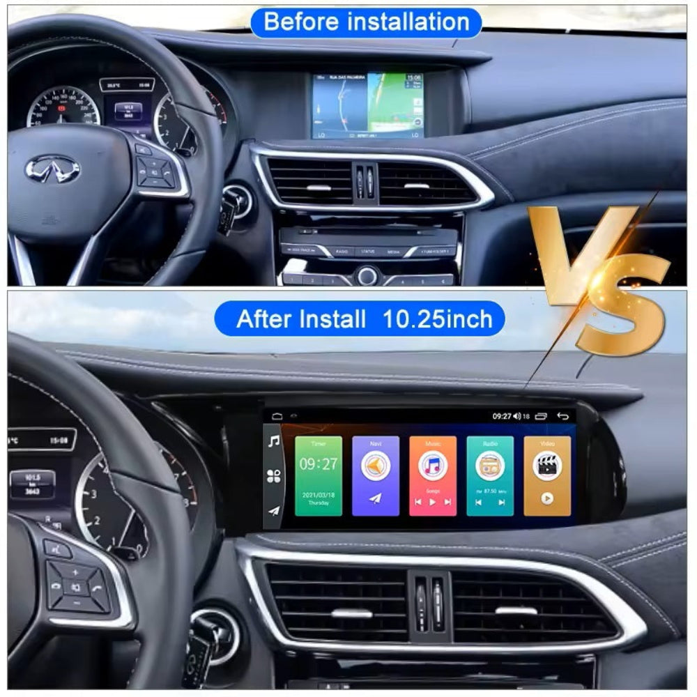 10.25 "Android 14 Infiniti QX30 Q30 2015-2019 Navigation Screen Car Radio Multimedia Player