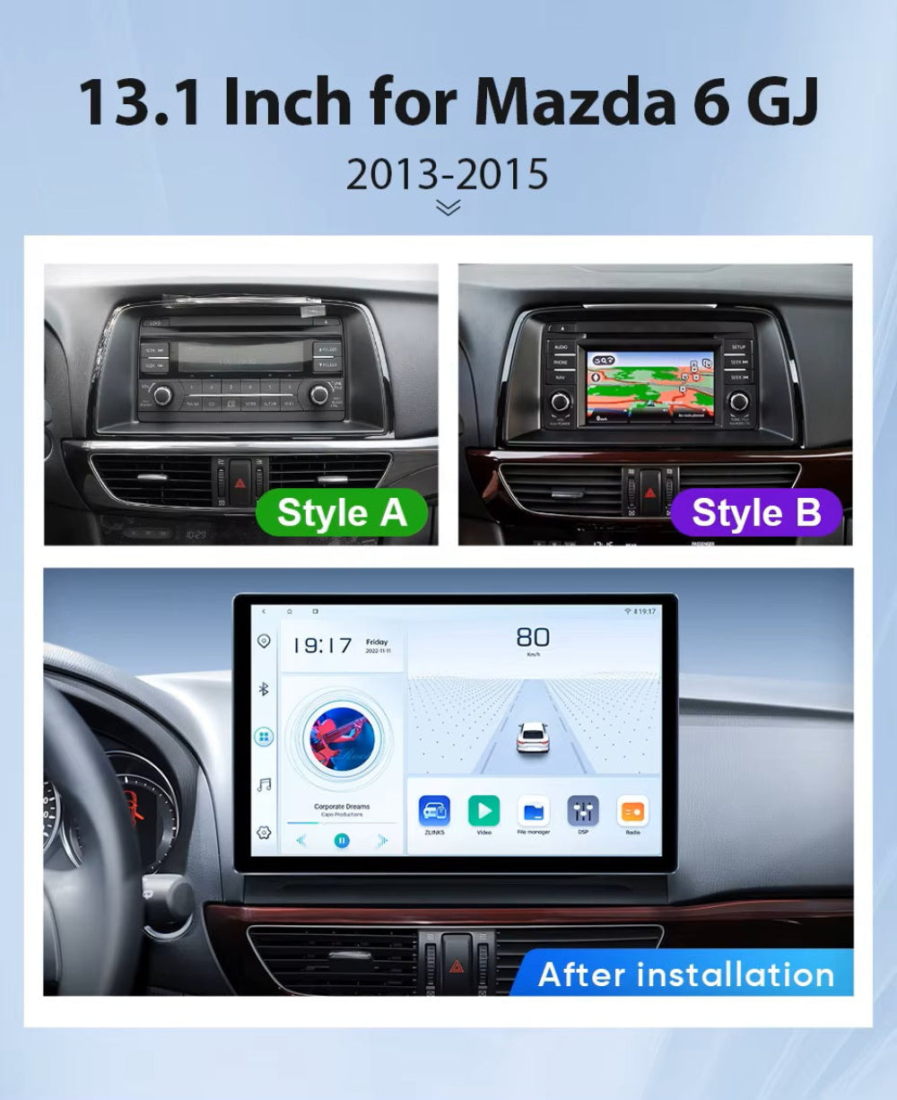 13.1 inch For Mazda 6 GJ Series Atenza 2013-2015 Infotainment Navigation System Car Multimedia Touch Screen Head Unit Android Car Radio GPS