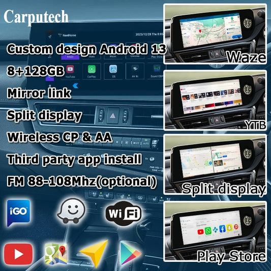 Lexus ES Android13 base Navigation Video Interface box Apple CarPlay & Android Auto Upgrade Module