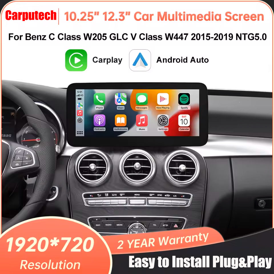 For Mercedes Benz C Class W205/ GLC/ V Class W447 2015-2018 NTG5.0 Linux Car Radio Multimedia Touch Screen Head Unit Wireless Apple CarPlay Android Auto
