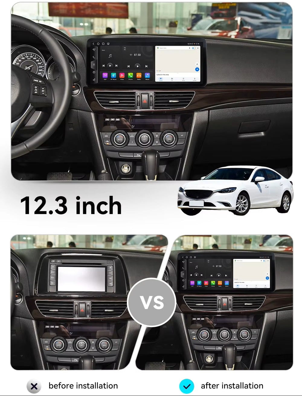 12.3'' For Mazda 6 / Atenza 2014-2017 Infotainment Navigation System Car Multimedia Touch Screen Head Unit Android14 Car Radio GPS