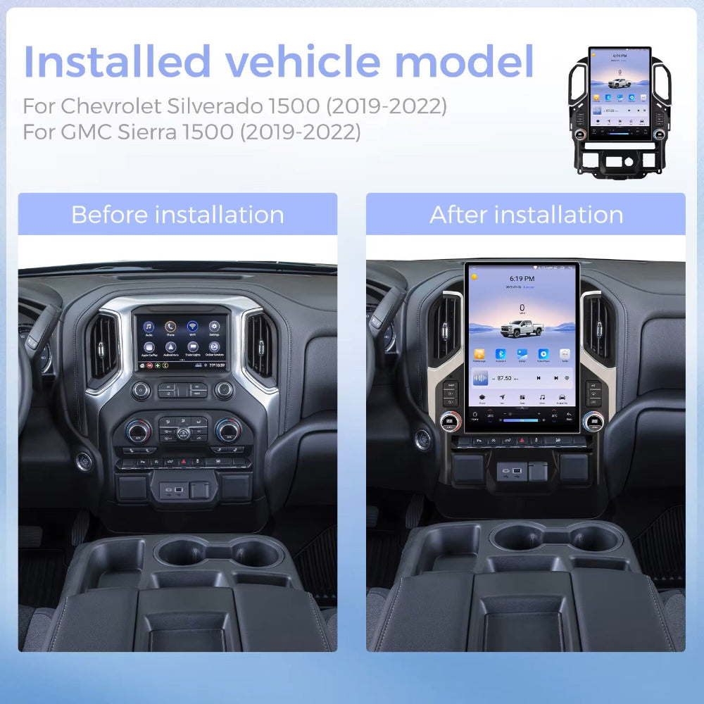 15.6'' For Chevrolet Silverado & GMC 2019-2022 Android Screen Infotainment Navigation System Car Multimedia Touch Screen Head Unit Car Radio GPS Tesla Style Screen