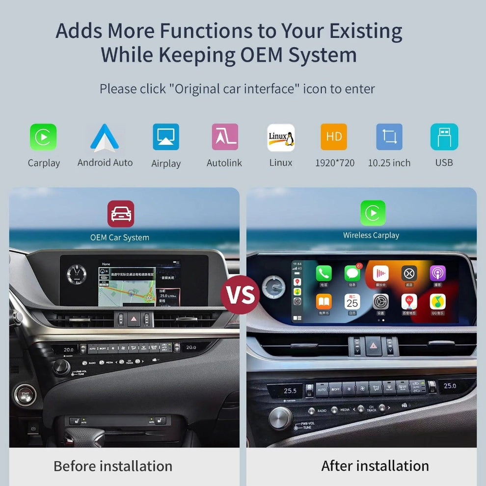 12.3 inch For Lexus ES 2018-2021 Linux Infotainment Navigation System ...