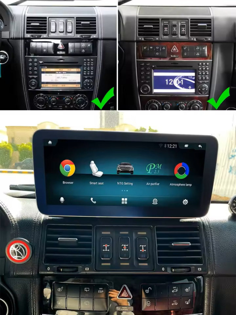 12.3'' For Mercedes Benz G Glass W463 W461 W467 G500 G550 2001-2008 Android Screen Infotainment Navigation System Car Multimedia Touch Screen Head Unit Car Radio GPS