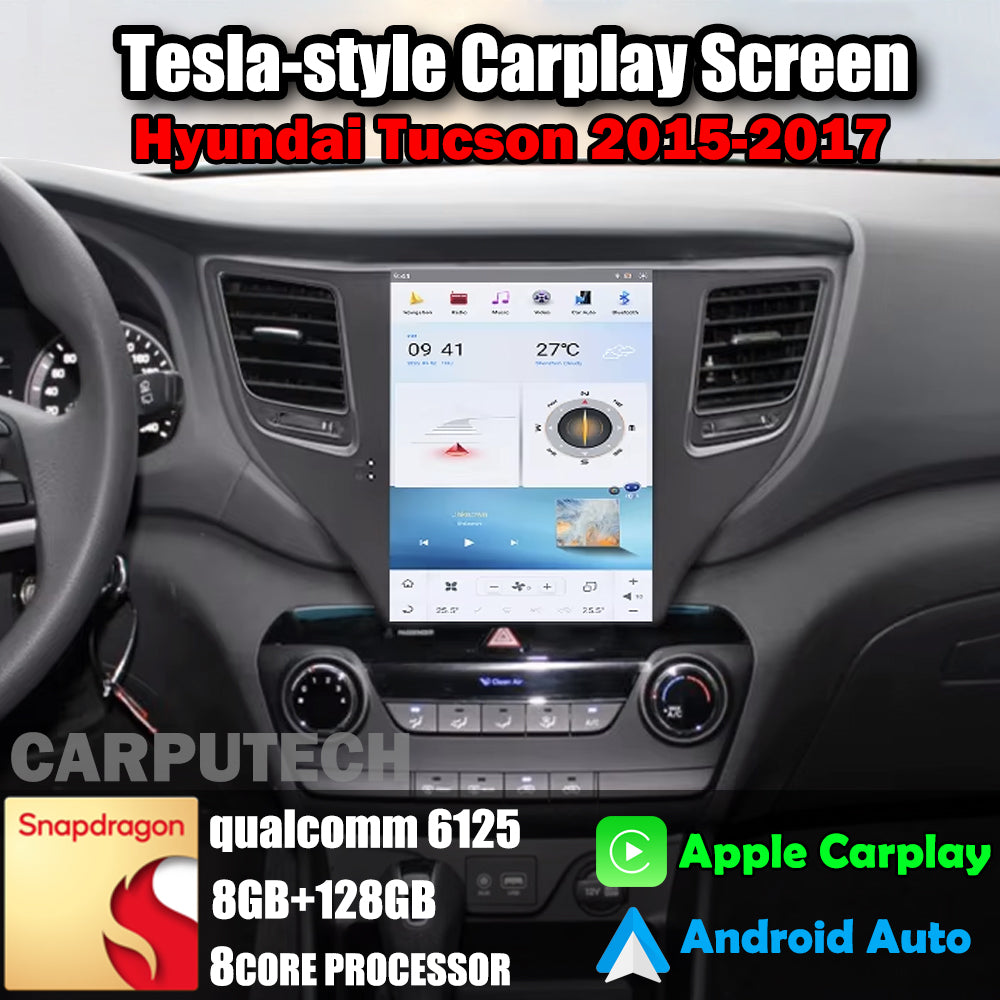 10.4" For Hyundai Tucson 2015-2017 Car Radio Headunit Stereo Carplay Upgrade Tesla Style Screen Android Auto GPS Navigation Multimedia Player