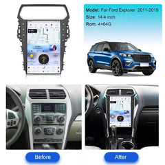 14.4" Qualcomm pour Ford Explorer 2011-2019 Autoradio Stéréo Carplay Mise à Niveau Écran Style Tesla Android Auto Navigation GPS Lecteur Multimédia 