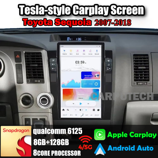 Autoradio 13,6" Qualcomm pour Toyota Sequoia 2007-2018, stéréo, Carplay, mise à niveau, écran de style Tesla, Android Auto, navigation GPS, lecteur multimédia