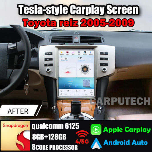 Autoradio 12,1" pour Toyota Reiz 2005-2009, unité centrale stéréo Carplay, mise à niveau, écran de style Tesla, Android Auto, navigation GPS, lecteur multimédia