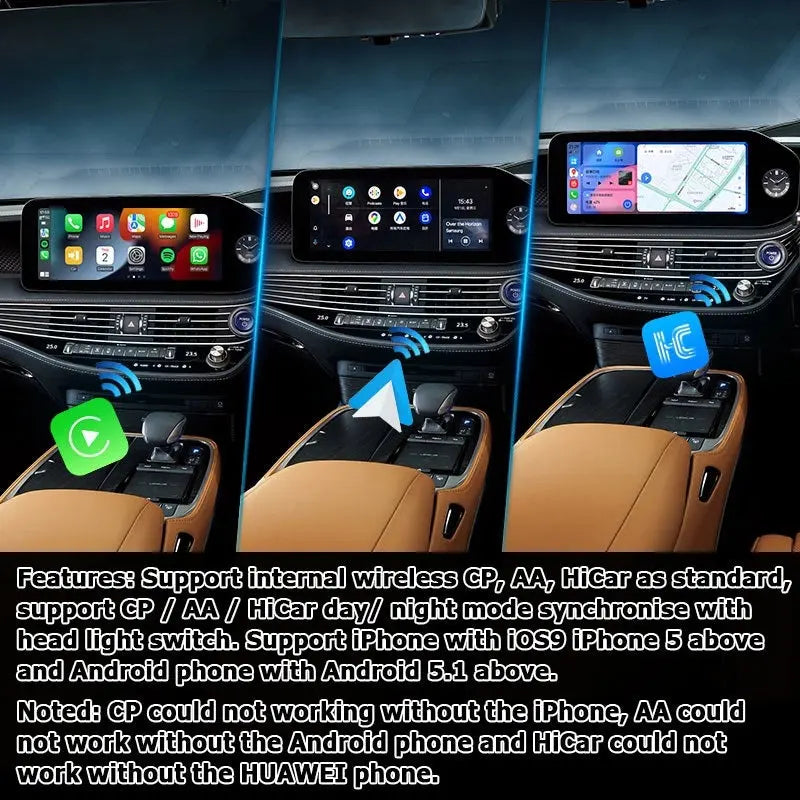 Lexus LS Android13 base Navigation Video Interface box Apple CarPlay & Android Auto Upgrade Module Carputech