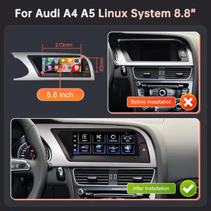For Audi A4 A5 2009-2012 Linux Car Radio Multimedia Touch Screen Head Unit Wireless Apple CarPlay Android Auto Carputech