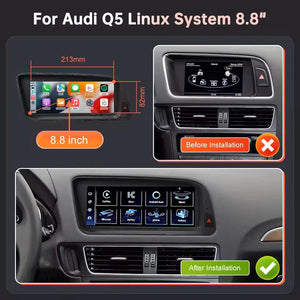 For Audi Q5 2009-2017 Linux Car Radio Multimedia Touch Screen Head Unit Wireless Apple CarPlay Android Auto Carputech