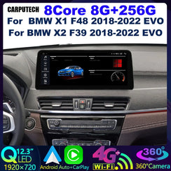 Carputech 12.3 "Android 13 8 256G Qled 1920*720 Autoradio Multimedia Voor Bmw X1 E84 X2 F39 Cic Nbt Evo 2009-2022 Gps Carplay Radio