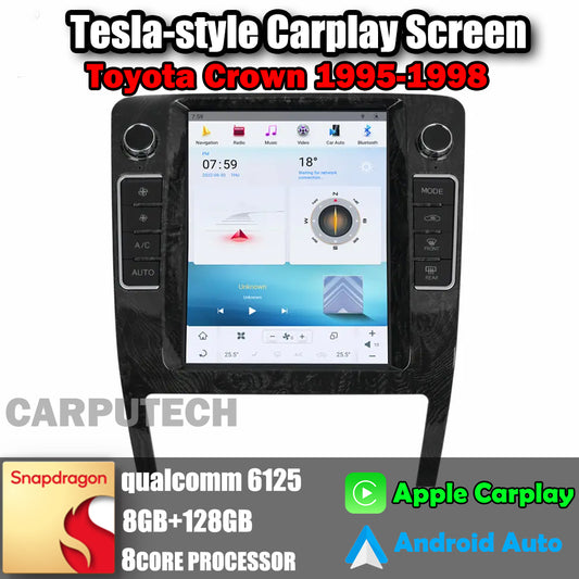 Autoradio 10,4" pour Toyota Crown 1995-1998, stéréo, Carplay, mise à niveau, écran de style Tesla, Android Auto, navigation GPS, lecteur multimédia