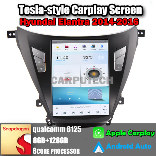 10.4" For Hyundai Elantra 2014-2016 Car Radio Headunit Stereo Carplay Upgrade Tesla Style Screen Android Auto GPS Navigation Multimedia Player