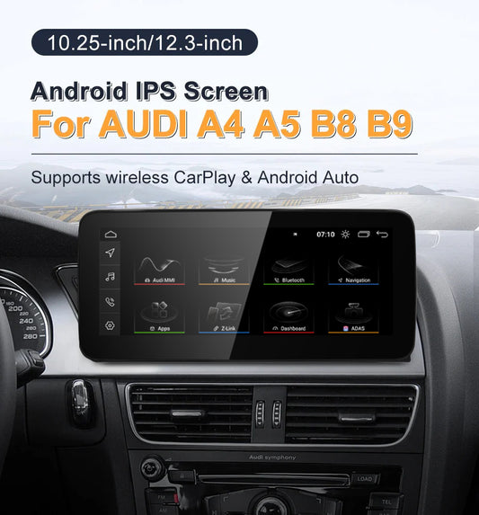 12.3inch Carplay Screen for AUDI A4 B8 S4 2008-2016 CarPlay Android 12 Car Multimedia IPS Screen GPS Auto Radio Navigation Stereo DSP Netlifx