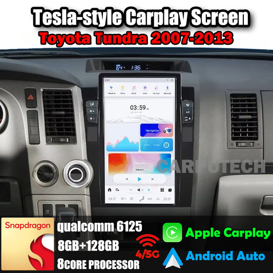 Autoradio 13,6" Qualcomm pour Toyota Tundra 2007-2013, mise à niveau Carplay, écran de style Tesla, Android Auto, navigation GPS, lecteur multimédia