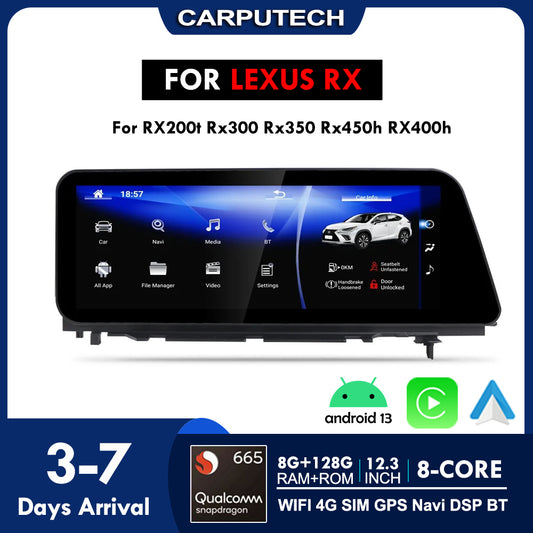 Carputech Car Radio Android Auto CarPlay Multimedia Player For Lexus RX RX200t Rx300 Rx350 Rx450h RX400h Navigation GPS DSP Stereo