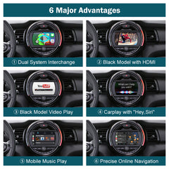 Wireless Apple CarPlay Android Auto for BMW MINI Cooper 2009-2020 CIC NBT EVO System with Mirror Link Car Play Functions Bluetooth, Mirror Link, Siri Voice