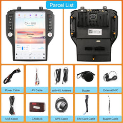 14.4" Qualcomm For Ford Mustang 2015-2023 Car Radio Stereo Carplay Upgrade Tesla Style Screen Android Auto GPS Navigation Multimedia Player