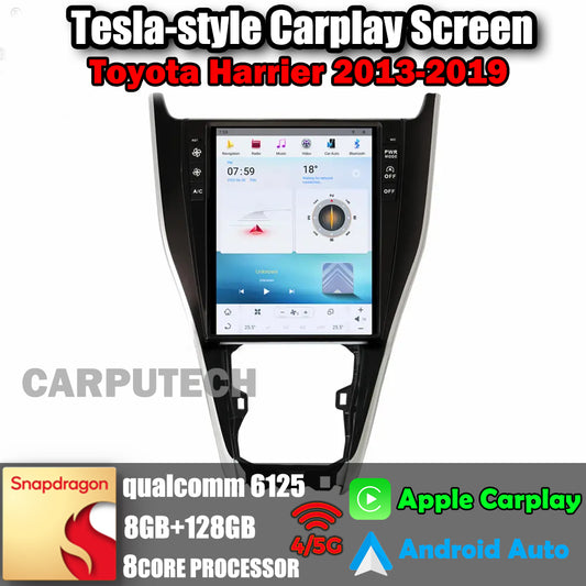 Autoradio 12,1" pour Toyota Harrier 2013-2019, stéréo, Carplay, mise à niveau, écran de style Tesla, Android Auto, navigation GPS, lecteur multimédia