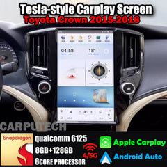 Autoradio 13,6" pour Toyota Crown 2015-2018, unité centrale stéréo Carplay, mise à niveau, écran de style Tesla, Android Auto, navigation GPS, lecteur multimédia