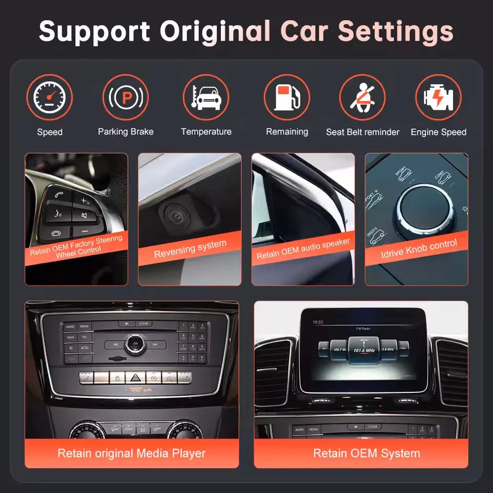 For Mercedes Benz GLE GLS 2016-2018 Linux Car Radio Multimedia Touch Screen Head Unit Wireless Apple CarPlay Android Auto - Carputech