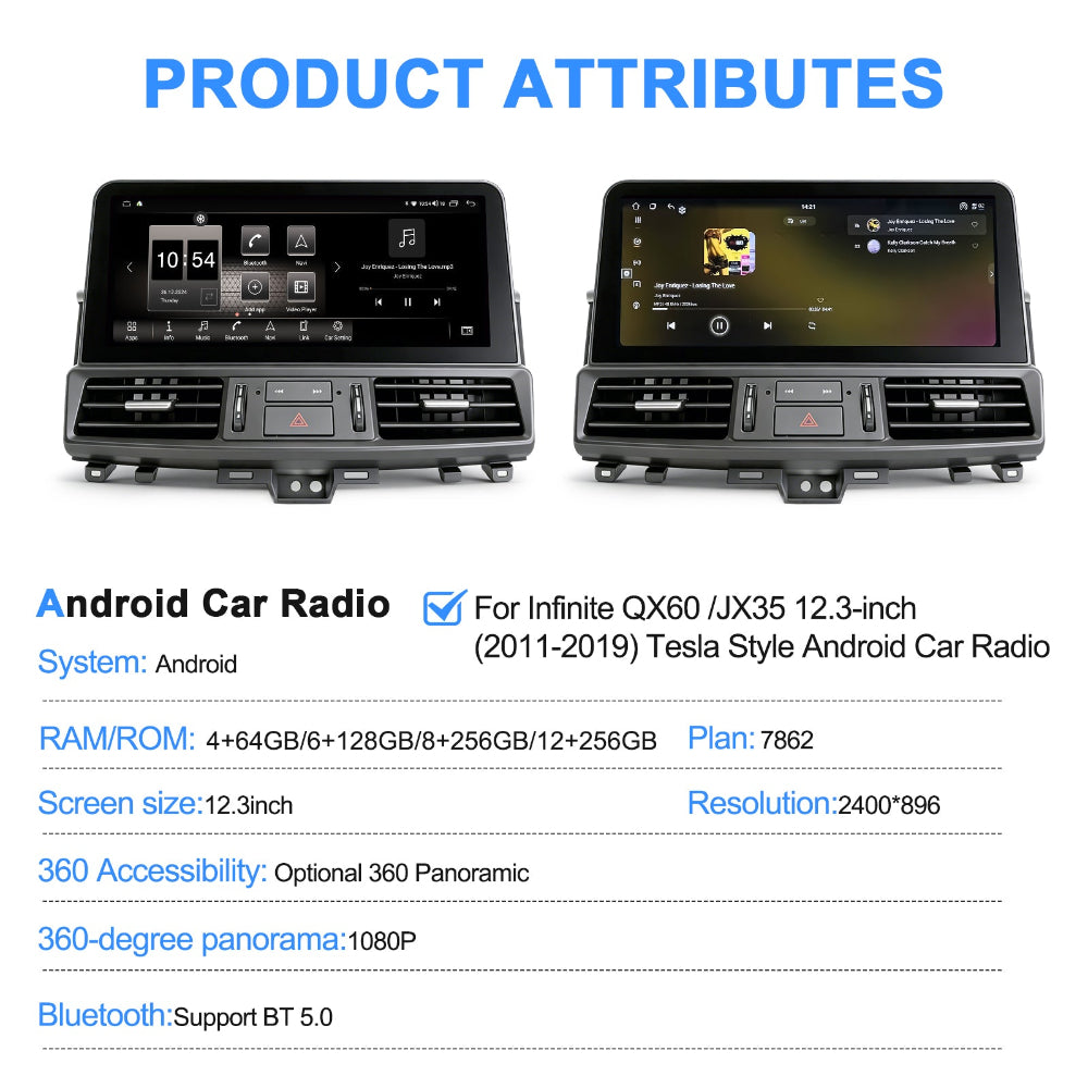 12.3'' For Infiniti QX60 JX35 2011-2019 Android Screen