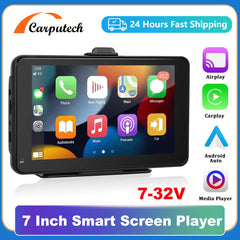 Carputech Wireless Carplay Android Auto Car Radio Multimedia Player for Universal 7'' Portable Touch Screen With AUX USB BT