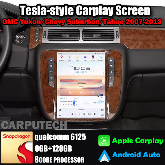 Autoradio 12,1" Qualcomm pour GMC Yukon/Chevy Suburban/Tahoe 2007-2013, stéréo, Carplay, mise à niveau, écran de style Tesla, Android Auto, navigation GPS, lecteur multimédia
