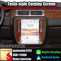Autoradio 12,1" Qualcomm pour GMC Yukon/Chevy Suburban/Tahoe 2007-2013, stéréo, Carplay, mise à niveau, écran de style Tesla, Android Auto, navigation GPS, lecteur multimédia