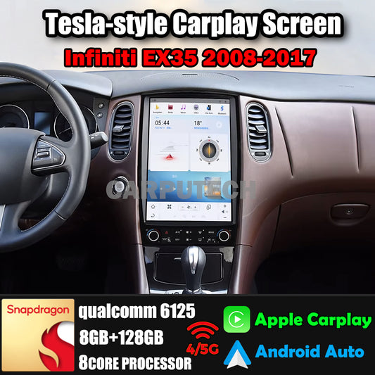 Autoradio 12,1" Qualcomm pour Infiniti EX35 2008-2017, stéréo, Carplay, mise à niveau, écran de style Tesla, Android Auto, navigation GPS, lecteur multimédia 