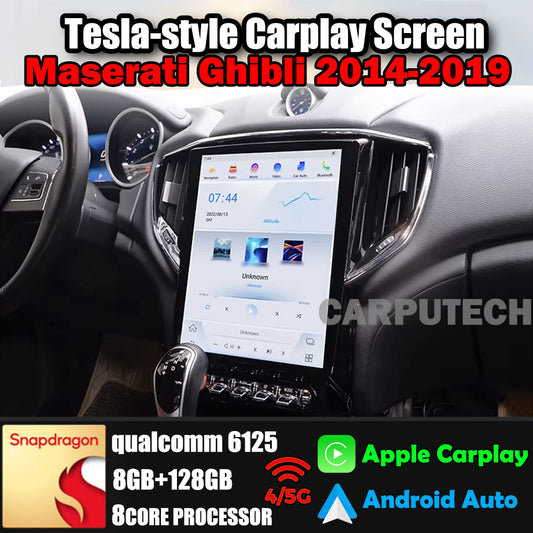 Autoradio 12,1" Qualcomm pour Maserati Ghibli 2014-2019, stéréo, Carplay, mise à niveau, écran de style Tesla, Android Auto, navigation GPS, lecteur multimédia